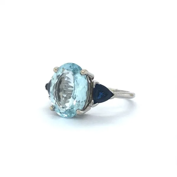 14K White Gold Estate Auquamarine and Sapphire Ring Image 2 Minor Jewelry Inc. Nashville, TN