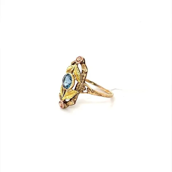 10K Yellow and Rose Gold Estate Aquamarine Ring
