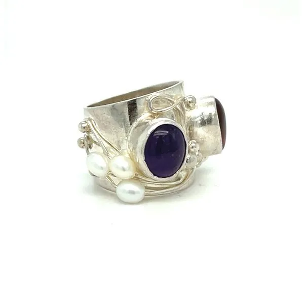 Sterling Silver Estate Citrine, Amethyst, and Fresh Water...
