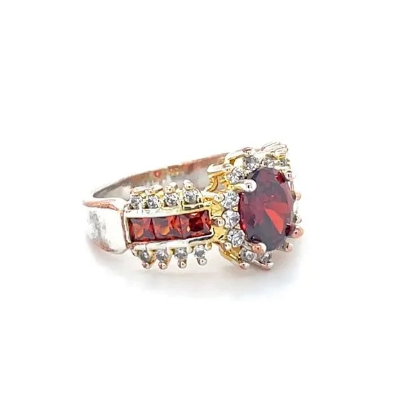 Sterling Silver Estate Garnet & Sapphire Ring