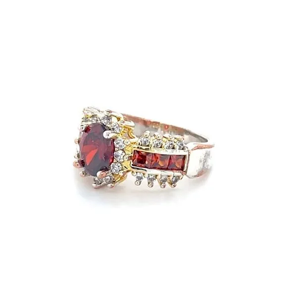 Sterling Silver Estate Garnet & Sapphire Ring