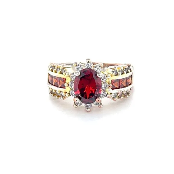 Sterling Silver Estate Garnet & Sapphire Ring