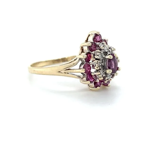 10K Yellow Gold Estate Mined Diamond and Purple Sapphire Ring Image 3 Minor Jewelry Inc. Nashville, TN