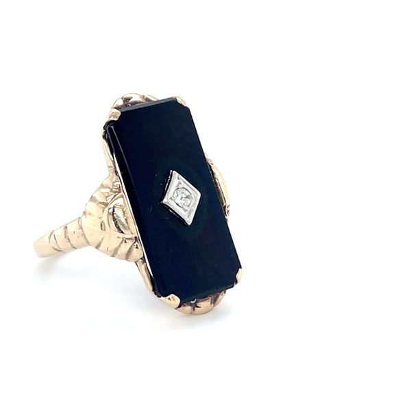 10K Yellow Gold Estate Black Onyx and Mined Diamond Ring Image 2 Minor Jewelry Inc. Nashville, TN