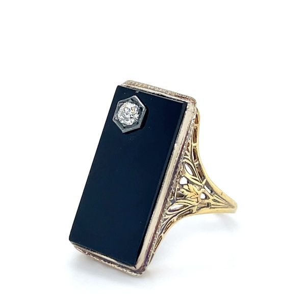 14K Yellow Gold Estate Onyx and Diamond Ring Image 2 Minor Jewelry Inc. Nashville, TN