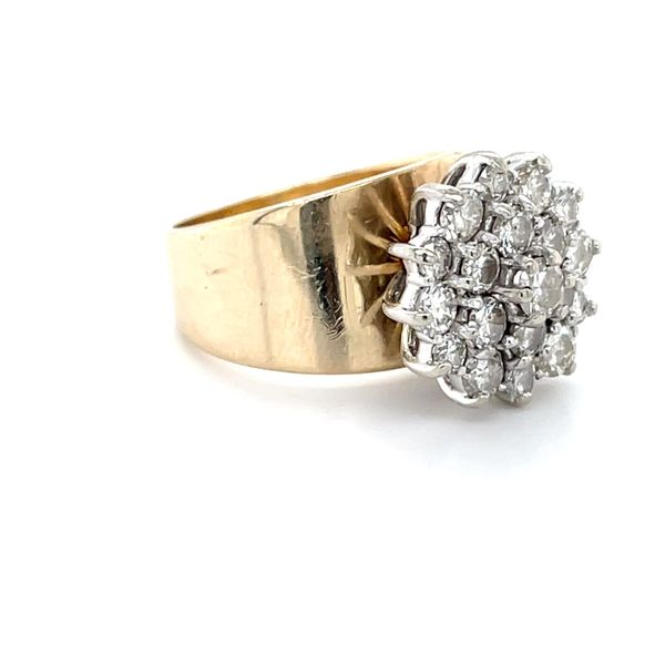 14K Yellow Gold Estate Mined 2.00cttw Diamond Cluster Ring Image 3 Minor Jewelry Inc. Nashville, TN