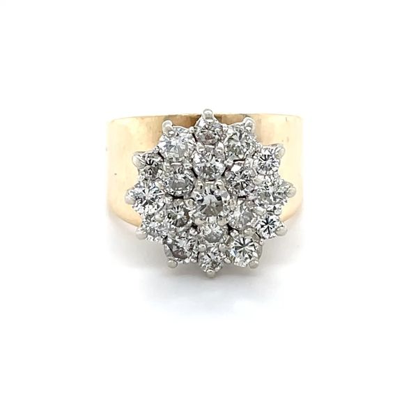 14K Yellow Gold Estate Mined 2.00cttw Diamond Cluster Ring Minor Jewelry Inc. Nashville, TN