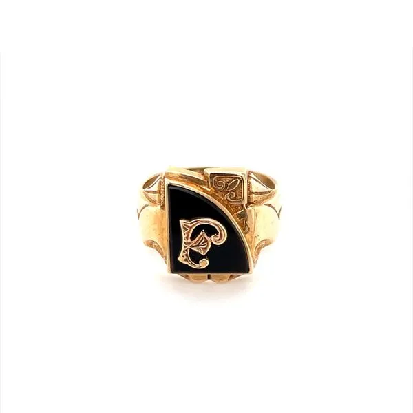 10K Yellow Gold Estate Onyx Ring with Yellow Gold \F\ Int...
