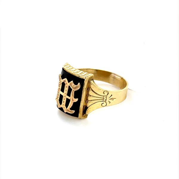 10k Onyx Ring with Initial 