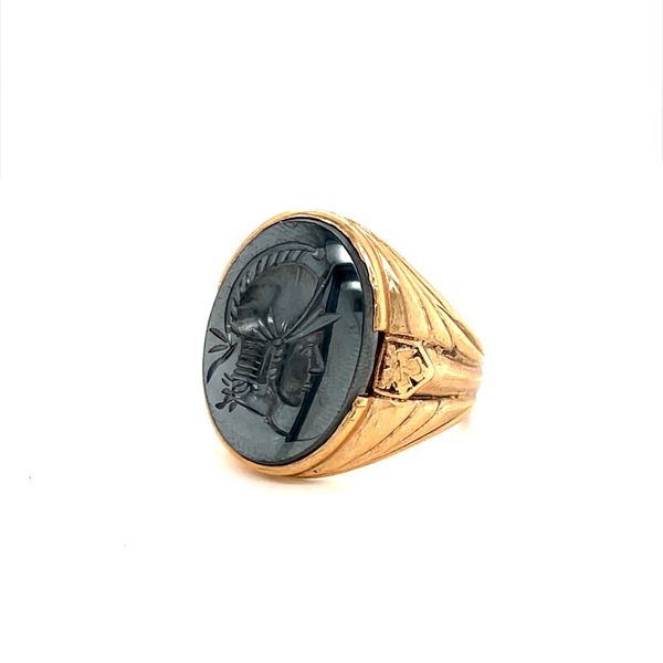 10K Yellow Gold Estate Hematite Cameo Soldier Design Ring Minor Jewelry Inc. Nashville, TN