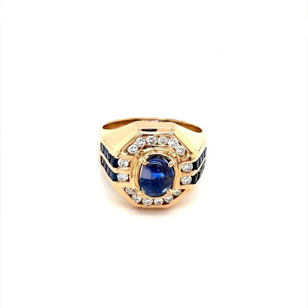14K Yellow Gold Estate Sapphire and Diamond Ring