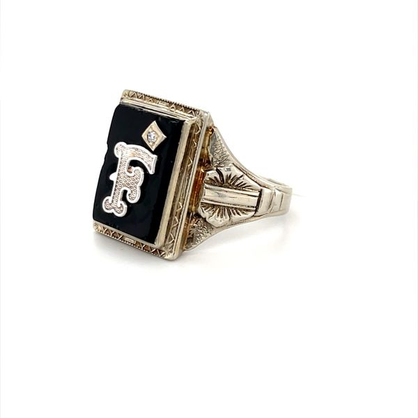 10K White Gold Estate Initial Onyx Ring Image 2 Minor Jewelry Inc. Nashville, TN