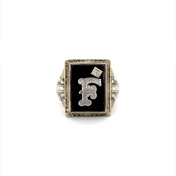 10K White Gold Estate Initial Onyx Ring Minor Jewelry Inc. Nashville, TN