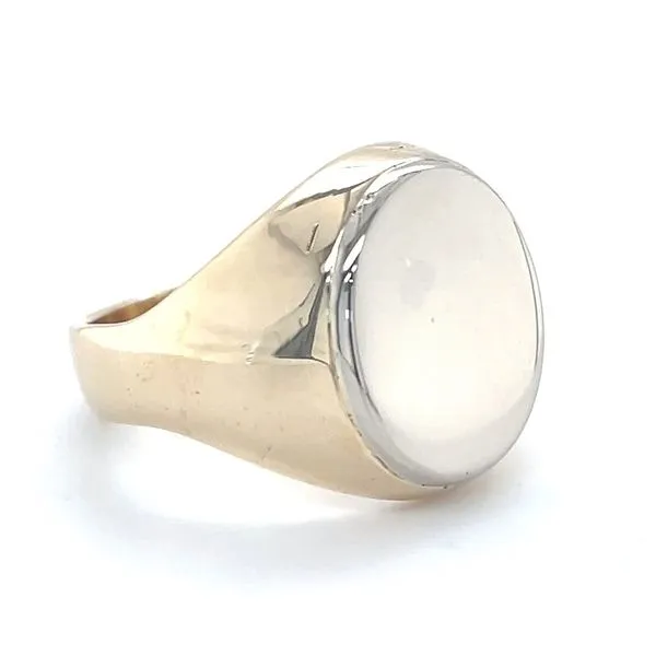 14K Yellow and White Gold Estate Engraveable Signet Ring