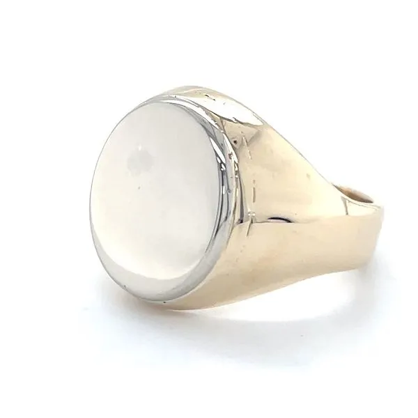 14K Yellow and White Gold Estate Engraveable Signet Ring
