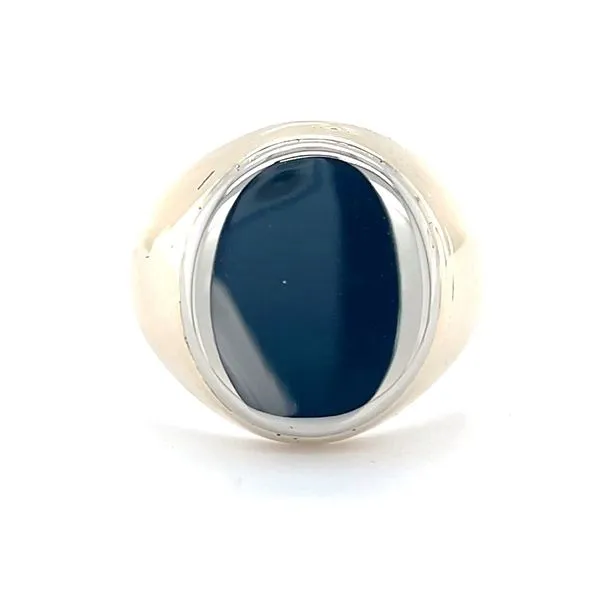 14K Yellow and White Gold Estate Engraveable Signet Ring