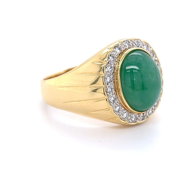 14K Yellow Gold Jadeite Jade and Mined Diamond Ring Image 3 Minor Jewelry Inc. Nashville, TN