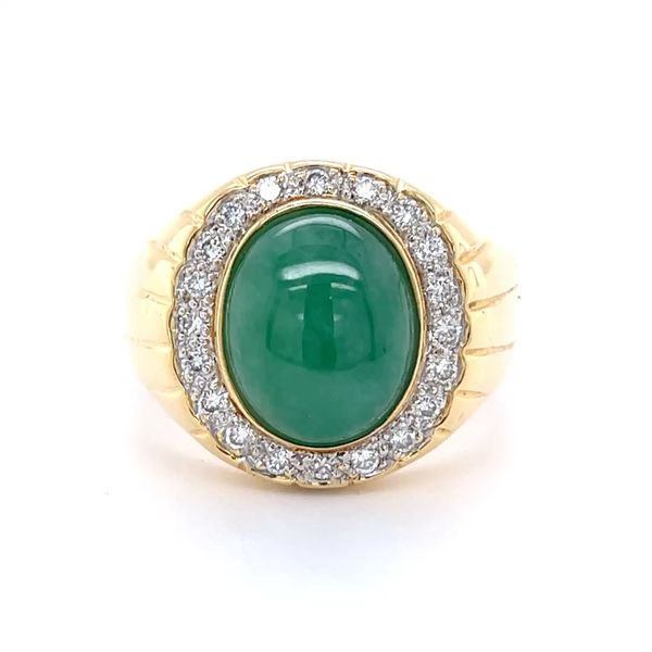 14K Yellow Gold Jadeite Jade and Mined Diamond Ring Minor Jewelry Inc. Nashville, TN