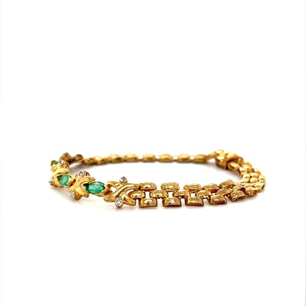 14K Yellow Gold Estate Emerald and Diamond Bracelet Image 2 Minor Jewelry Inc. Nashville, TN