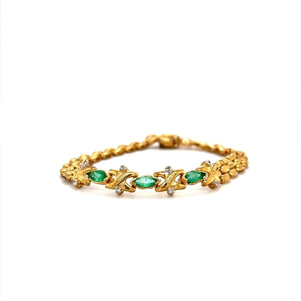 14K Yellow Gold Estate Emerald and Diamond Bracelet Minor Jewelry Inc. Nashville, TN