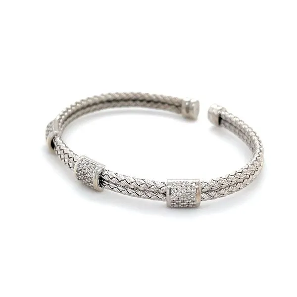 Estate Woven Sterling Silver Sapphire Cuff Bracelet Image 2 Minor Jewelry Inc. Nashville, TN
