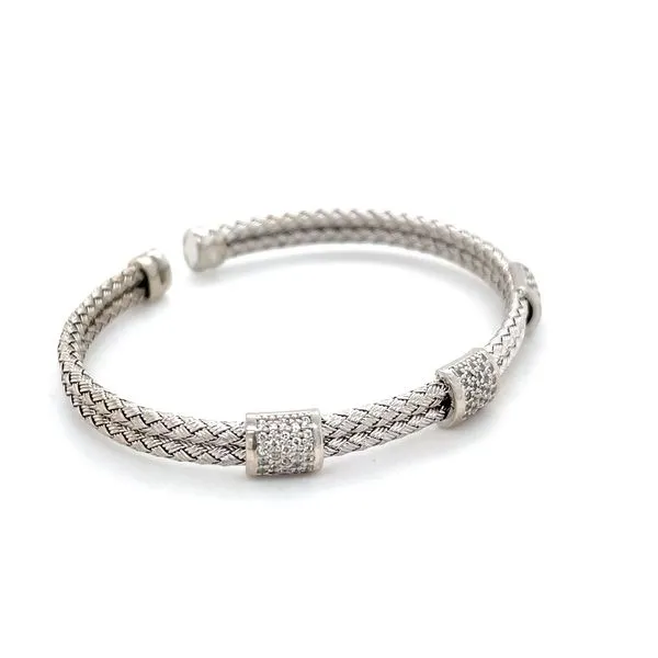 Estate Woven Sterling Silver Sapphire Cuff Bracelet Image 4 Minor Jewelry Inc. Nashville, TN