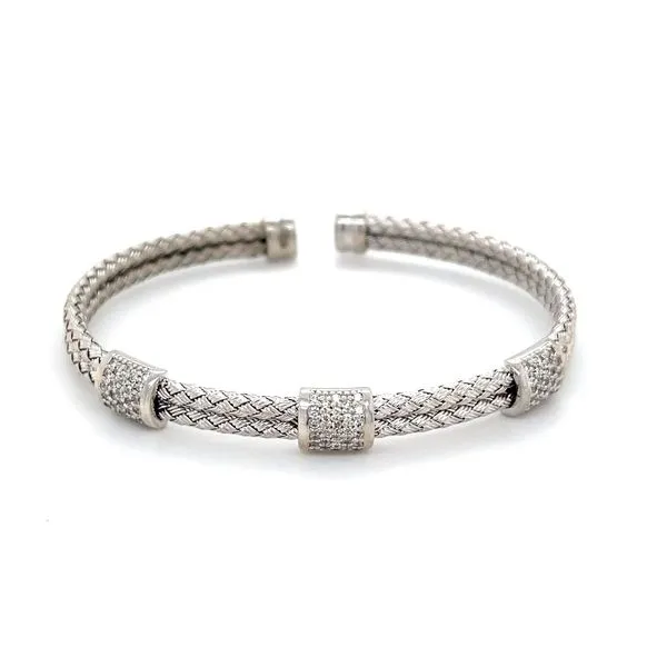 Estate Woven Sterling Silver Sapphire Cuff Bracelet Minor Jewelry Inc. Nashville, TN
