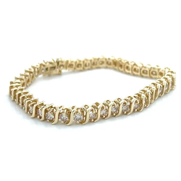14K Yellow Gold Estate \S\ Line Diamond Bracelet