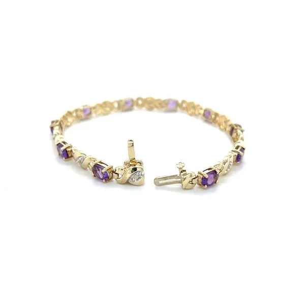 10K Yellow Gold Estate Amethyst and Diamond Tennis Bracelet Image 4 Minor Jewelry Inc. Nashville, TN