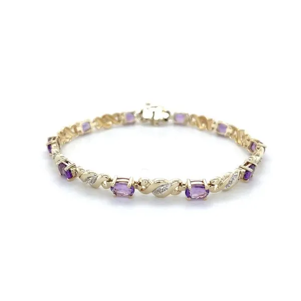 10K Yellow Gold Estate Amethyst and Diamond Tennis Bracelet Minor Jewelry Inc. Nashville, TN