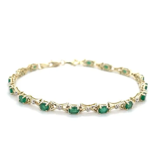 10K Yellow Gold Estate Emerald and Diamond Bracelet Image 2 Minor Jewelry Inc. Nashville, TN