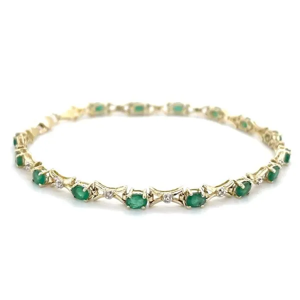 10K Yellow Gold Estate Emerald and Diamond Bracelet Minor Jewelry Inc. Nashville, TN
