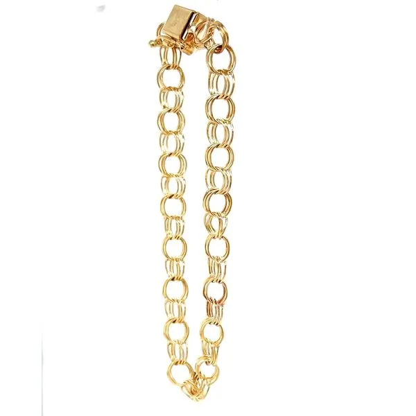 14K Yellow Gold Estate 6.4mm. Double-Link 7-inch Charm Bracelet Image 3 Minor Jewelry Inc. Nashville, TN
