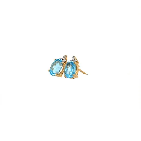 14K Yellow Gold Estate Swiss Blue Topaz and Diamond Earrings Image 2 Minor Jewelry Inc. Nashville, TN