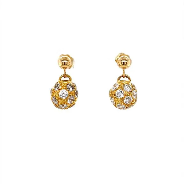 14K Yellow Gold Estate Cubic Zirconium Drop Earrings similar item image