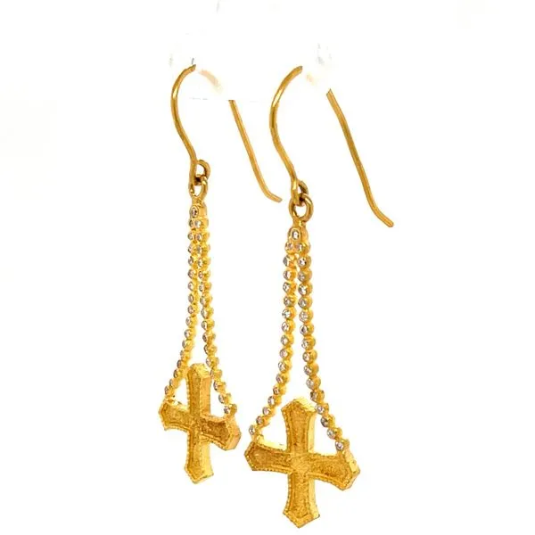 22K Yellow Gold Estate Diamond Earrings by Virgins Staints & Angels Image 2 Minor Jewelry Inc. Nashville, TN