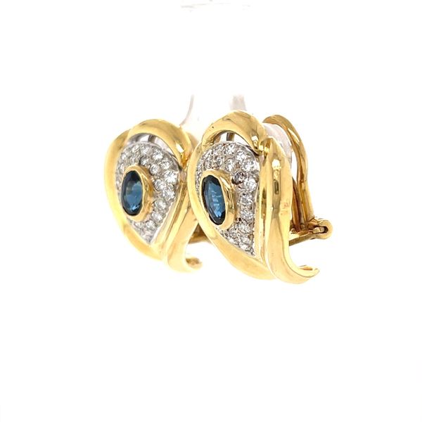 18K Yellow Gold Estate Sapphire and Diamond Earrings Image 2 Minor Jewelry Inc. Nashville, TN
