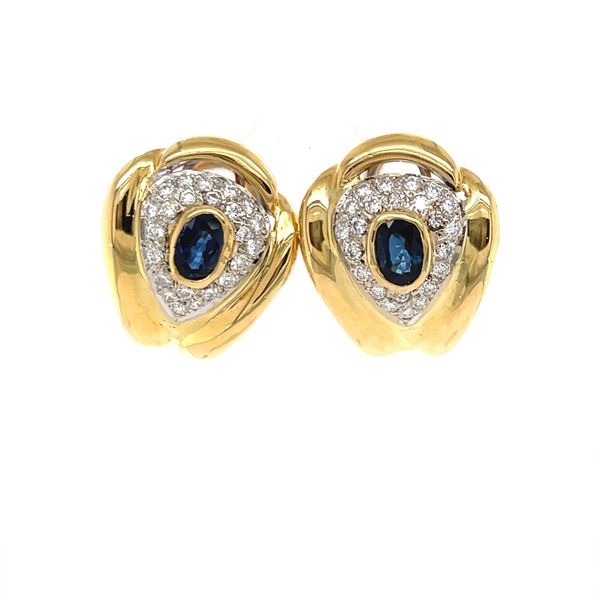 18K Yellow Gold Estate Sapphire and Diamond Earrings Minor Jewelry Inc. Nashville, TN
