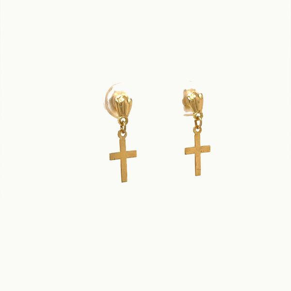 14K Yellow Gold Cross Earrings Image 2 Minor Jewelry Inc. Nashville, TN