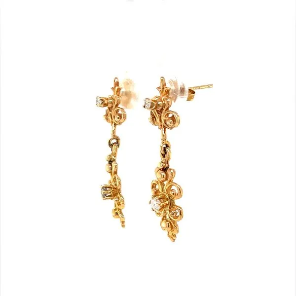 14K Yellow Gold Estate Diamond Drop Earrings Image 2 Minor Jewelry Inc. Nashville, TN