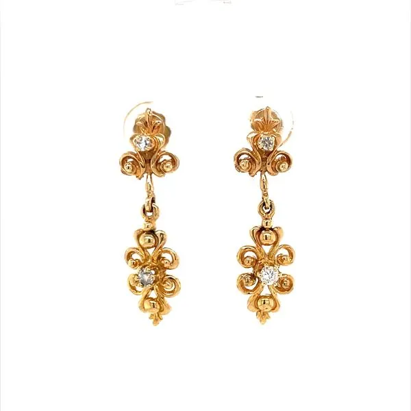 14K Yellow Gold Estate Diamond Drop Earrings Minor Jewelry Inc. Nashville, TN