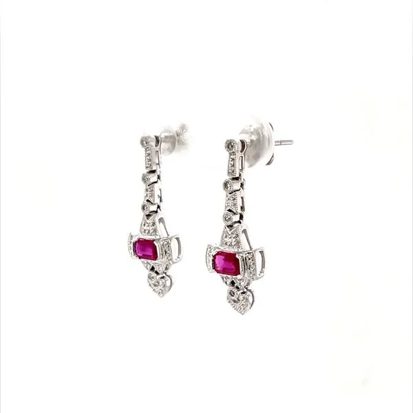 14K White Gold Estate Ruby And Diamond Earrings Image 2 Minor Jewelry Inc. Nashville, TN