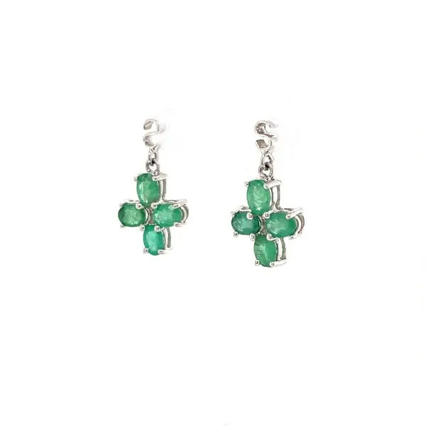 14K White Gold Estate Emerald Drop Earring Image 2 Minor Jewelry Inc. Nashville, TN