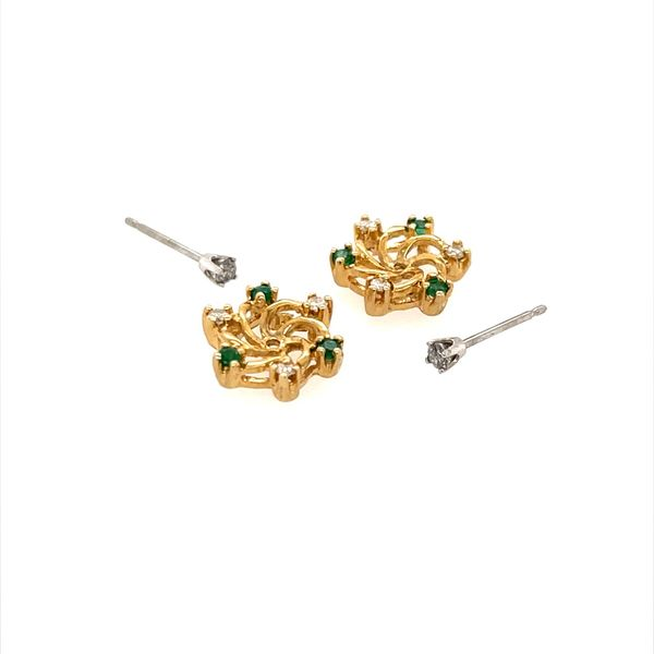 14K Yellow Gold Estate Emerald and Diamond Earring Jackets Image 2 Minor Jewelry Inc. Nashville, TN