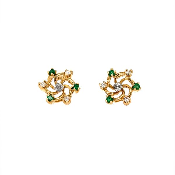 14K Yellow Gold Estate Emerald and Diamond Earring Jackets Minor Jewelry Inc. Nashville, TN