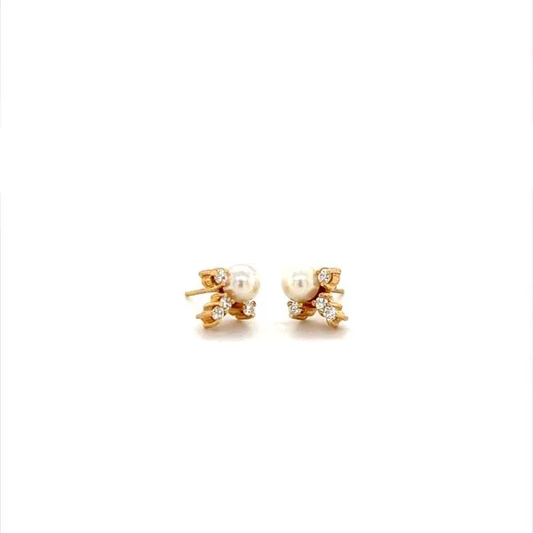 14K Yellow Gold Estate Pearl and Diamond Stud Earrings Minor Jewelry Inc. Nashville, TN