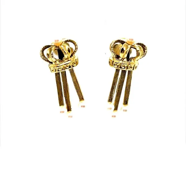 14K Yellow Gold Estate Pearl Crown Earrings Minor Jewelry Inc. Nashville, TN