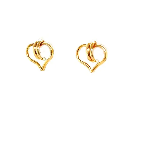 14K Yellow Gold Estate Heart Earrings Image 2 Minor Jewelry Inc. Nashville, TN