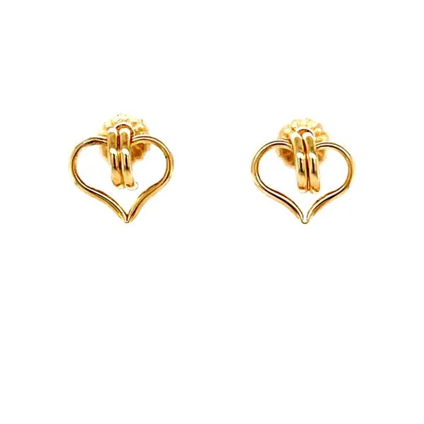 14K Yellow Gold Estate Heart Earrings Minor Jewelry Inc. Nashville, TN