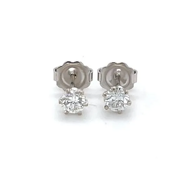 14K White Gold Estate Diamond Stud Earrings